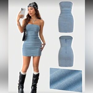 Denim Strapless Bandeau Dress